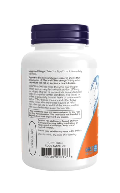 DHA-500 &amp; 250 EPA مقطر على مستوى الجزيئيات - 90 كبسولة هلامية - ®Now Foods 2