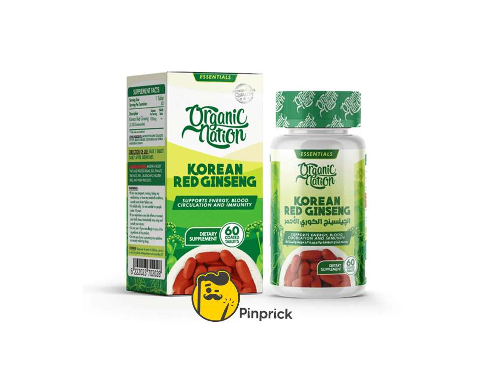 جنسنج كوري أحمر -  | Red korean ginseng - قرص 60 - Organic Natione®
