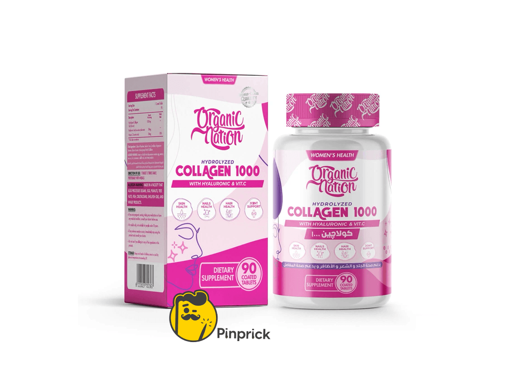 كولاجين +Collagen 1000 | مكمل غذائي لتحسين البشرة والمفاصل والشعر والأظافر - قرص 90 – Organic Natione®