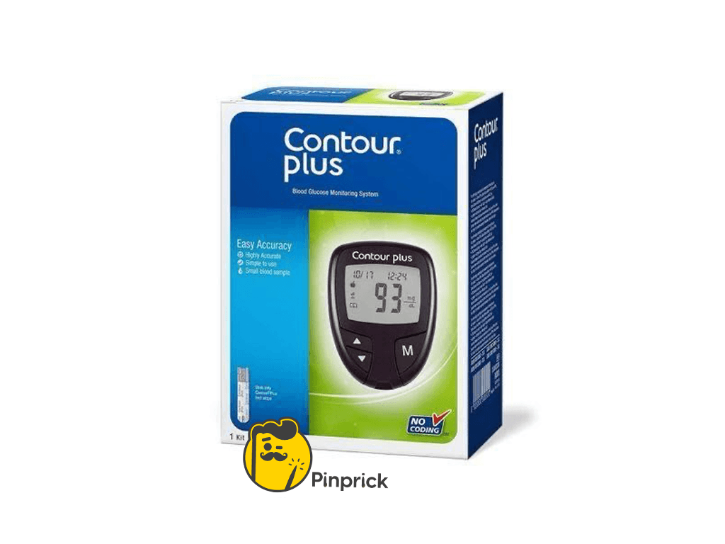 جهاز قياس سكر الدم Contour Plus™️ بدون أكواد عالي الدقة + عدد 5 شرايط تحليل