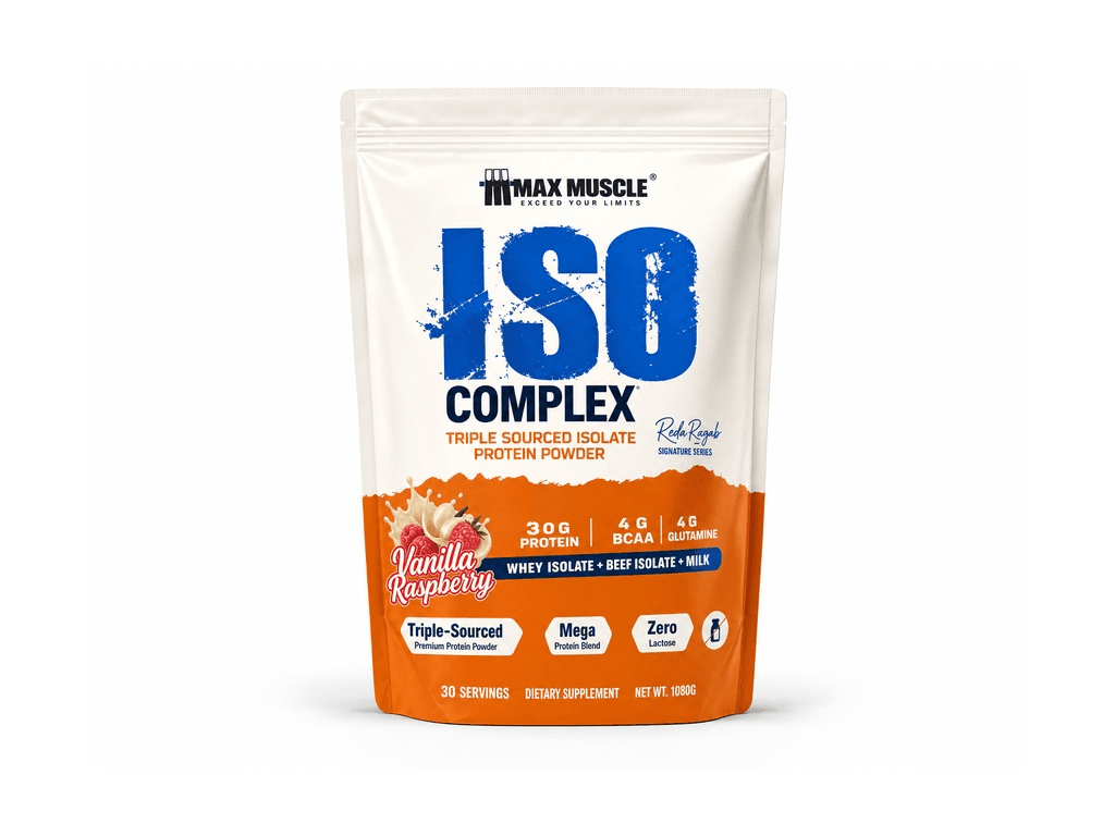 بروتين إيزولات ثلاثي المصدر ISO Complex - بحجمين - وطعمين مختلفين من ®MaxMuscle