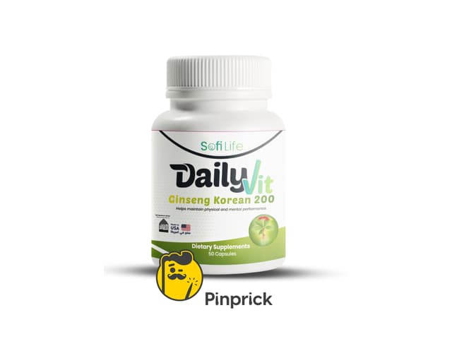 DailyVit Korean Ginseng 200 | جنسنج كوري للطاقة، التركيز، المناعة، والصحة الجنسية – 50 كبسولة – ®sofilife